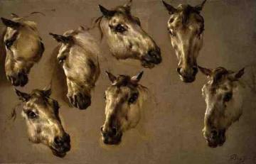 Têtes de chevaux étude Artwork by Nicolae Berchem