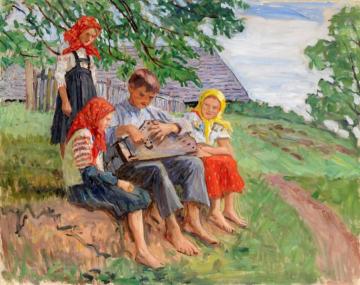 Young Musicians Artwork by Nikolai Petrovich Bogdanov-belsky
