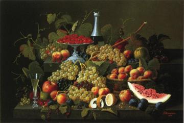 Still Life With Fruit And Champagne Artwork by Severin Roesen