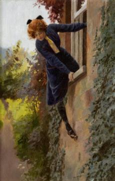 Leaving by the Window Artwork by Percy Tarrant