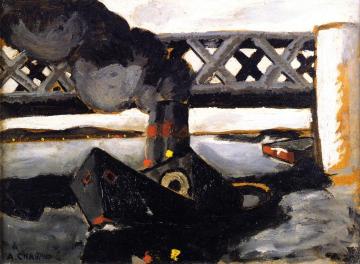 Smoking Tugboat Artwork by Auguste Chabaud