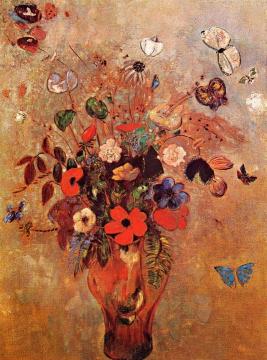 Vase With Flowers And Butterflies Artwork by Odilon Redon