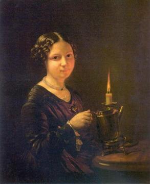 Girl With A Candle Artwork by Vasily Tropinin