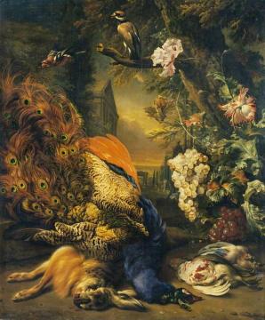 Dead Peacock And Game Artwork by Jan Weenix