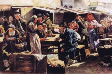 Dinner (Farmer's Market in Moscow) Artwork by Vladimir Yegorovich Makovsky