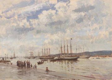 Bacalhoeiros on the Tagus, Portugal Artwork by Edward Brian Seago