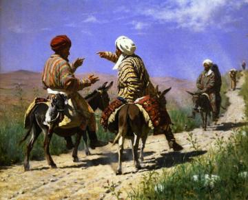 Mullah Rahmin And Mullah Kerim Quarelling On The Way To The Bazaar Artwork by Vasily Vasilevich Vereshchagin