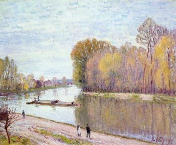 The Canal Du Loing In Spring, Morning Artwork by Alfred Sisley