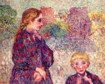 Two Children On A Plaza Artwork by Louis Valtat