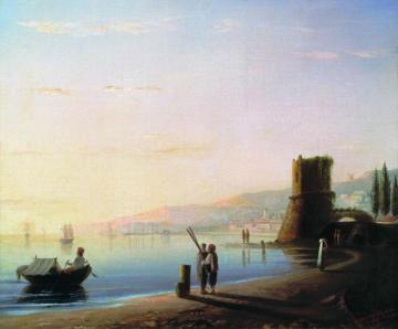 The pier in Feodosia Artwork by Ivan Constantinovich Aivazovsky