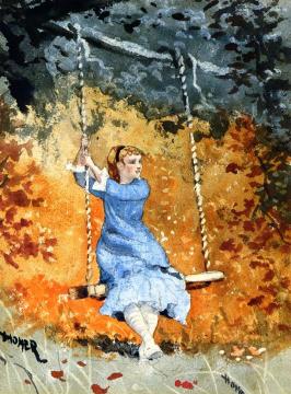 Girl on a Swing Artwork by Winslow Homer