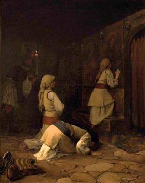 Praying In Greek Church, Monparnas Artwork by Theodoros Ralli