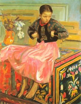 Girl On A Krakow Chest Artwork by Wojciech Weiss