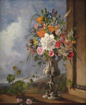 Still Life with Summer Flowers Artwork by William Jabez Muckley
