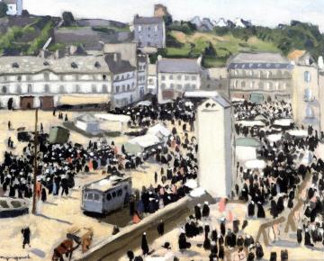 The Market, Audierne Artwork by Albert Marquet