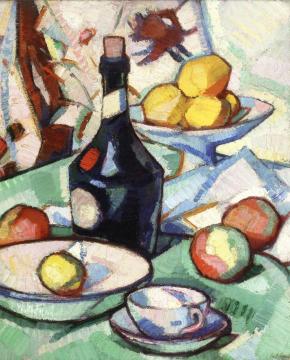 Still Life With Benedictine Bottle And Fruit Artwork by Samuel John Peploe