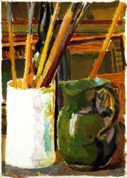 Green Jug And Brush Pot Artwork by Duncan Grant