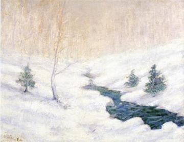 Woodland Stream In A Winter Landscape Artwork by John Twachtman