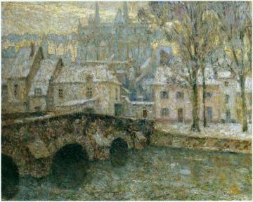 Snow at Chartres Artwork by Henri Le Sidaner