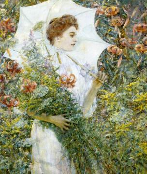 The White Parasol Artwork by Robert Lewis Reid