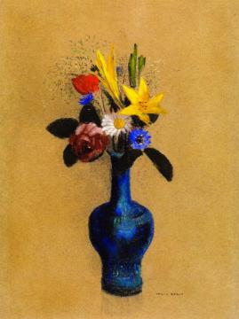 Bouquet Of Flowers In A Blue Vase Artwork by Odilon Redon