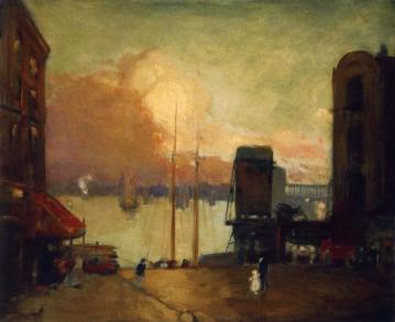 Cumulus Clouds, East River Artwork by Robert Henri