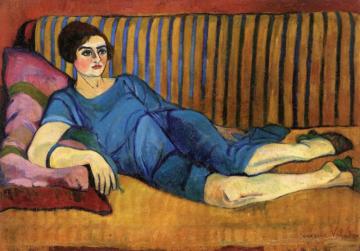 Woman Reclining On A Sofa Artwork by Suzanne Valadon