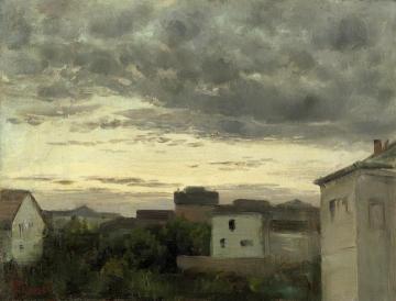 View of a Town, Evening Artwork by Carl Eduard Schuch
