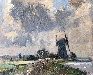 Drainage Mill on the Bure, Norfolk Artwork by Edward Brian Seago