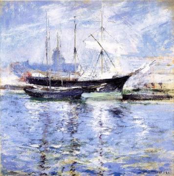 Bark And Schooner Artwork by John Twachtman