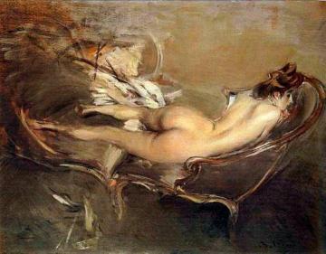 A Reclining Nude On A Day-bed Artwork by Giovanni Boldini