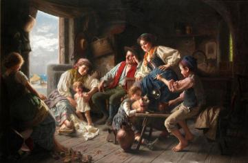 The fisherman's family Artwork by Giovanni Battista Torriglia