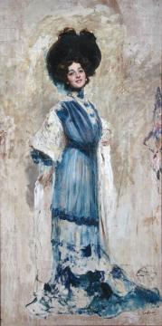 Portrait Of Lina Cavalieri Artwork by Cesare Tallone