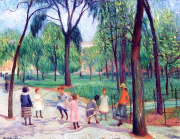 Children in Washington Square Artwork by William James Glackens