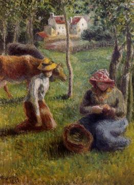 The Cowherds Artwork by Camille Pissarro