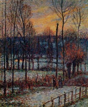 The Effect of Snow, Sunset, Eragny Artwork by Camille Pissarro