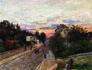 Sunset, the Road from Versailles to Chavilles Artwork by Alfred Sisley