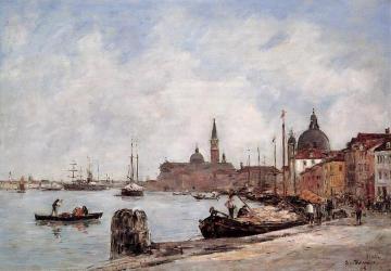 Venice, the Dock of the Guidecca Artwork by Eugène-Louis Boudin