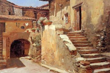 Italian Courtyard Artwork by Frank Duveneck