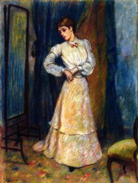 Woman Adjusting Her Skirt Artwork by Federico Zandomeneghi