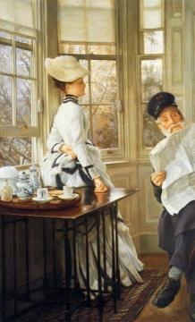 Reading the News Artwork by James Tissot
