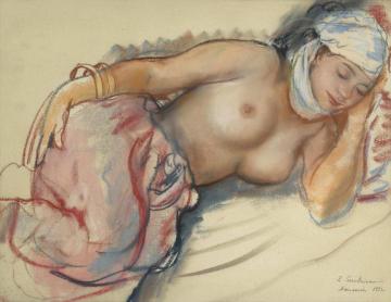 Reclining Nude Artwork by Zinaida Serebriakova