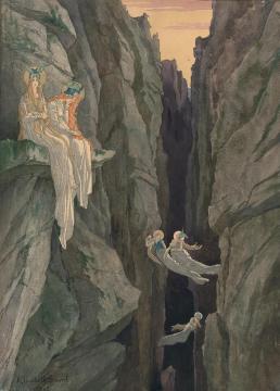 Female Spirits In A Canyon Artwork by Elisabeth Sonrel
