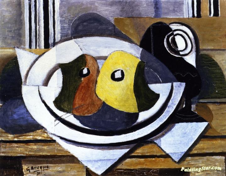 Glass And Plate Of Fruit Artwork by Georges Braque