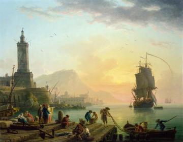 Calm At A Mediterranean Port Artwork by Claude-Joseph Vernet