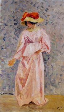 Portrait of Jeanne in a Pink Robe Artwork by Camille Pissarro