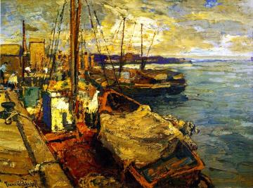 Japanese Fishing Boats Artwork by Franz Bischoff