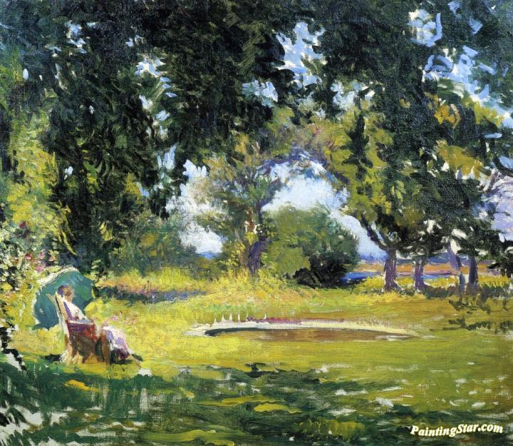 Seated Woman by a Pond Artwork by Edmund Tarbell