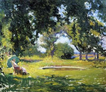 Seated Woman by a Pond Artwork by Edmund Tarbell