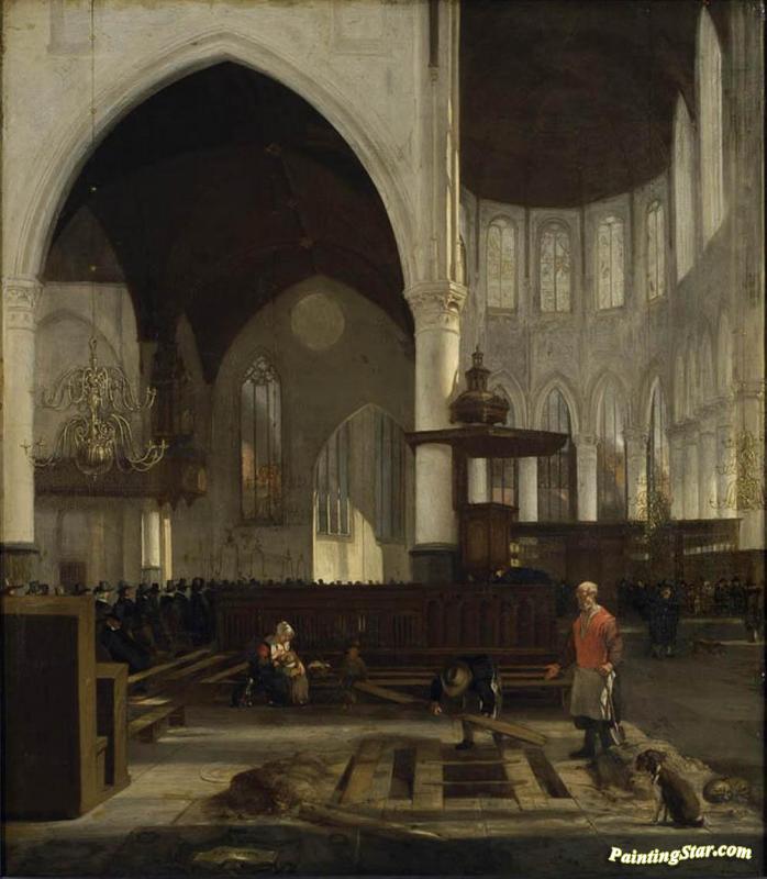 Interior Of The Oude Kerk, Amsterdam Artwork by Emanuel de Witte